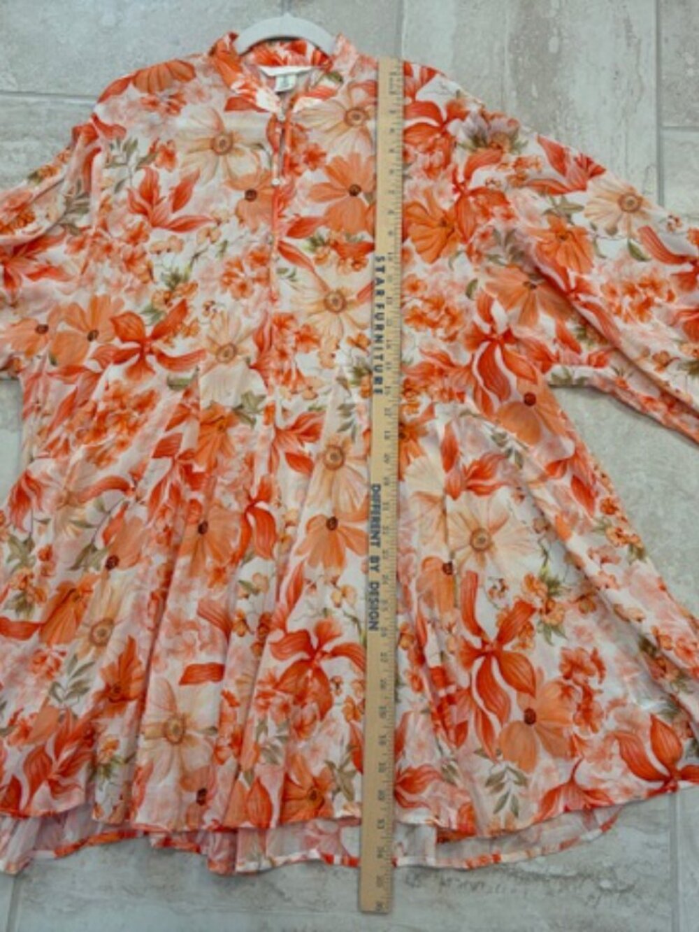 H&M Coral Babydoll Flora Mini Dress Cotton Large Boho Flowy Cottagecore Coastal - Picture 9 of 11